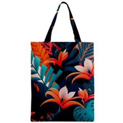 Tropical Flowers Floral Floral Pattern Patterns Zipper Classic Tote Bag by Pakemis