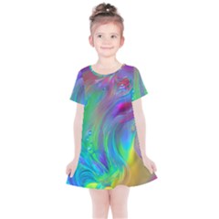 Fluid Art - Artistic And Colorful Kids  Simple Cotton Dress by GardenOfOphir