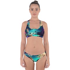 Tropical Paradise Beach Ocean Shore Sea Fantasy Cross Back Hipster Bikini Set by Pakemis
