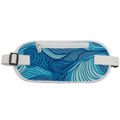 Ocean Waves Sea Abstract Pattern Water Blue Rounded Waist Pouch by Pakemis