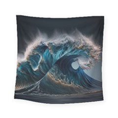 Tsunami Waves Ocean Sea Water Rough Seas 5 Square Tapestry (small) by Pakemis