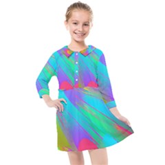 Curvy Contemporary - Flow - Modern - Contemporary Art - Beautiful Kids  Quarter Sleeve Shirt Dress by GardenOfOphir