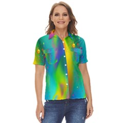 Liquid Shapes - Fluid Arts - Watercolor - Abstract Backgrounds Women s Short Sleeve Double Pocket Shirt