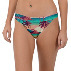 Palm Trees Tropical Ocean Sunset Sunrise Landscape Band Bikini Bottoms by Pakemis