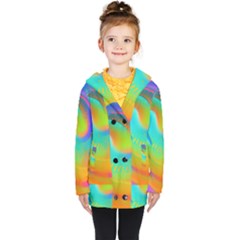 Contemporary Fluid Art Pattern In Bright Colors Kids  Double Breasted Button Coat by GardenOfOphir