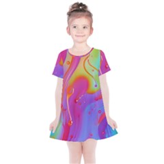 Beautiful Fluid Shapes In A Flowing Background Kids  Simple Cotton Dress by GardenOfOphir