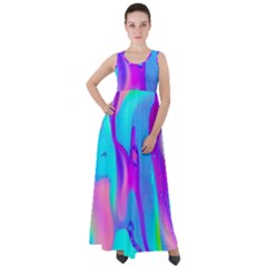 Colorful Abstract Fluid Art Pattern Empire Waist Velour Maxi Dress by GardenOfOphir