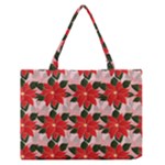 Poinsettia Pattern Seamless Pattern Christmas Xmas Zipper Medium Tote Bag