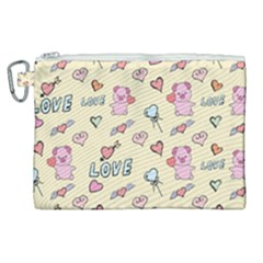 Pig Animal Love Romance Seamless Texture Pattern Canvas Cosmetic Bag (xl) by Wegoenart