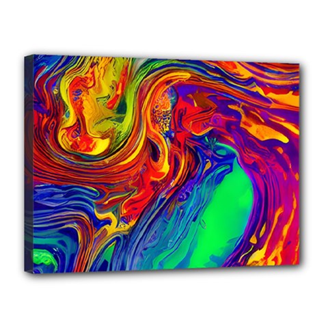 Waves Of Colorful Abstract Liquid Art Canvas 16  X 12  (stretched) by GardenOfOphir