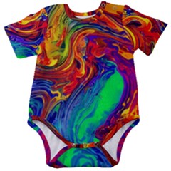 Waves Of Colorful Abstract Liquid Art Baby Short Sleeve Bodysuit by GardenOfOphir