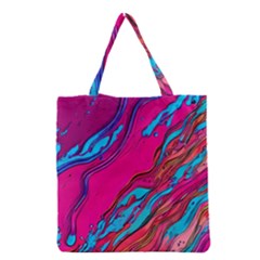 Colorful Abstract Fluid Art Grocery Tote Bag by GardenOfOphir