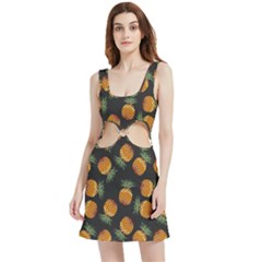 Pineapple Background Pineapple Pattern Velour Cutout Dress by Wegoenart