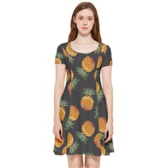 Pineapple Background Pineapple Pattern Inside Out Cap Sleeve Dress