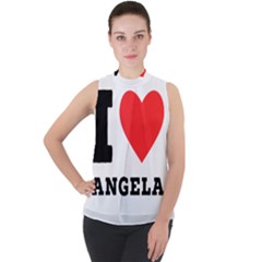I Love Angela  Mock Neck Chiffon Sleeveless Top by ilovewhateva