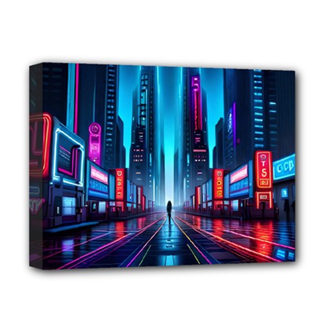 City People Cyberpunk Deluxe Canvas 16  X 12  (stretched)  by Jancukart