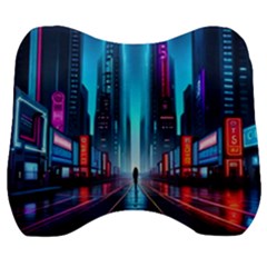 City People Cyberpunk Velour Head Support Cushion by Jancukart