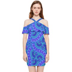 Background Pattern Geometric Shoulder Frill Bodycon Summer Dress by Jancukart