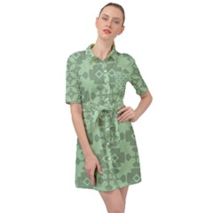 Pattern Belted Shirt Dress by GardenOfOphir