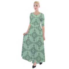 Pattern Half Sleeves Maxi Dress by GardenOfOphir