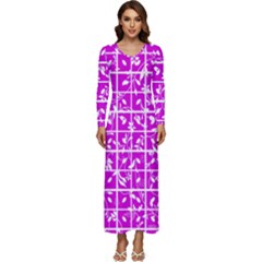 Pattern 8 Long Sleeve Longline Maxi Dress by GardenOfOphir