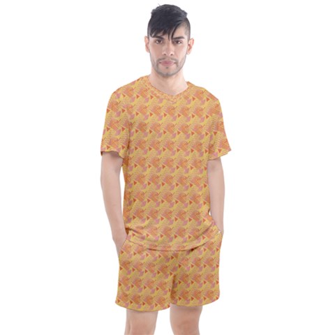Peach Leafs Men s Mesh Tee And Shorts Set by Sparkle