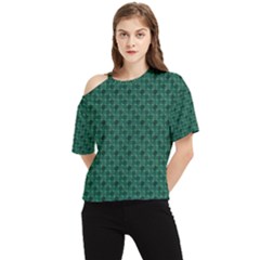 Green Pattern One Shoulder Cut Out Tee by Sparkle