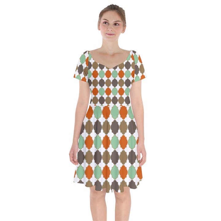 Stylish Pattern Short Sleeve Bardot Dress