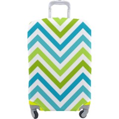 Green Chevron Luggage Cover (large) by GardenOfOphir