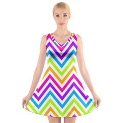 Bright Chevron V-neck Sleeveless Dress by GardenOfOphir