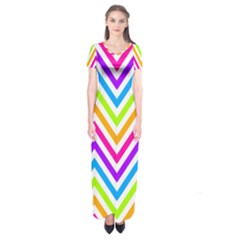 Bright Chevron Short Sleeve Maxi Dress by GardenOfOphir