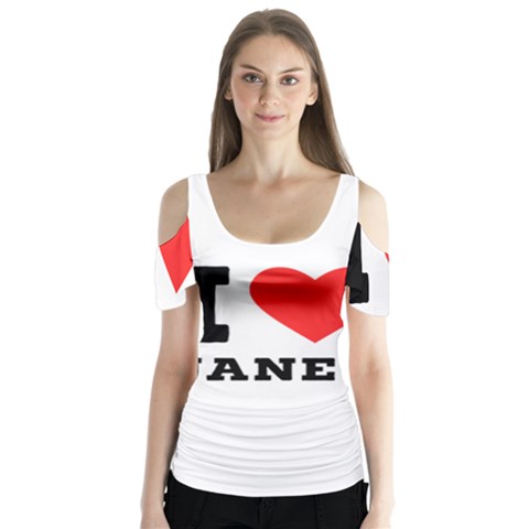 I Love Janet Butterfly Sleeve Cutout Tee  by ilovewhateva