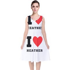 I Love Heather V-neck Midi Sleeveless Dress  by ilovewhateva