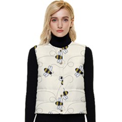 Insects Bees Digital Paper Women s Short Button Up Puffer Vest