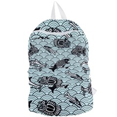 Fish Koi Ocean Sea Oriental Waves Foldable Lightweight Backpack by Semog4
