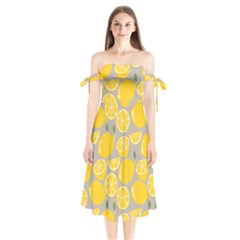 Lemon Background Lemon Wallpaper Shoulder Tie Bardot Midi Dress by Semog4