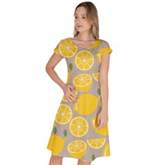 Lemon Background Lemon Wallpaper Classic Short Sleeve Dress by Semog4