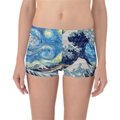 Starry Night Hokusai Vincent Van Gogh The Great Wave Off Kanagawa Boyleg Bikini Bottoms by Semog4