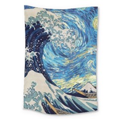 Starry Night Hokusai Vincent Van Gogh The Great Wave Off Kanagawa Large Tapestry by Semog4