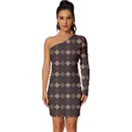 Pattern 254 Long Sleeve One Shoulder Mini Dress