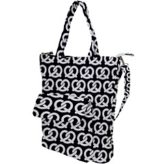 Black And White Pretzel Illustrations Pattern Shoulder Tote Bag by GardenOfOphir