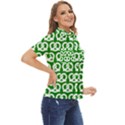 Green Pretzel Illustrations Pattern Women s Short Sleeve Double Pocket Shirt View2