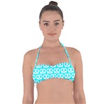 Aqua Pretzel Illustrations Pattern Halter Bandeau Bikini Top