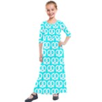 Aqua Pretzel Illustrations Pattern Kids  Quarter Sleeve Maxi Dress