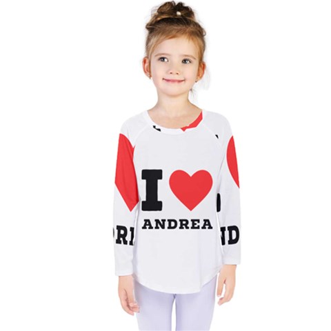 I Love Andrea Kids  Long Sleeve Tee by ilovewhateva