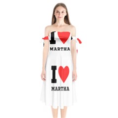 I Love Martha Shoulder Tie Bardot Midi Dress by ilovewhateva