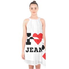 I Love Jean Halter Collar Waist Tie Chiffon Dress by ilovewhateva
