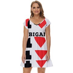 I Love Abigail  Short Sleeve Tiered Mini Dress by ilovewhateva