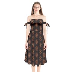 Pattern Floral Texture Icons Shoulder Tie Bardot Midi Dress by Semog4