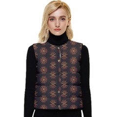 Pattern Floral Texture Icons Women s Short Button Up Puffer Vest